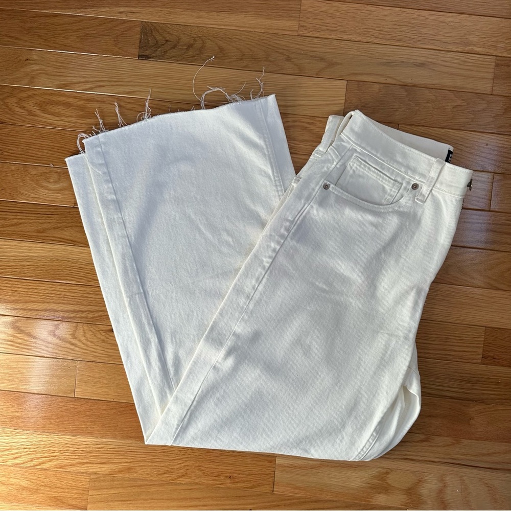 Gap Denim High Rise Wide Leg Raw Hem Size 28 6r